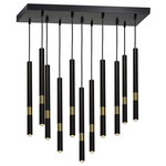 Monza Designer Black Pendant Lamp (11xg9) High Quality Hand Made From Matt Black Alloy With Luxurious Gold Detail
