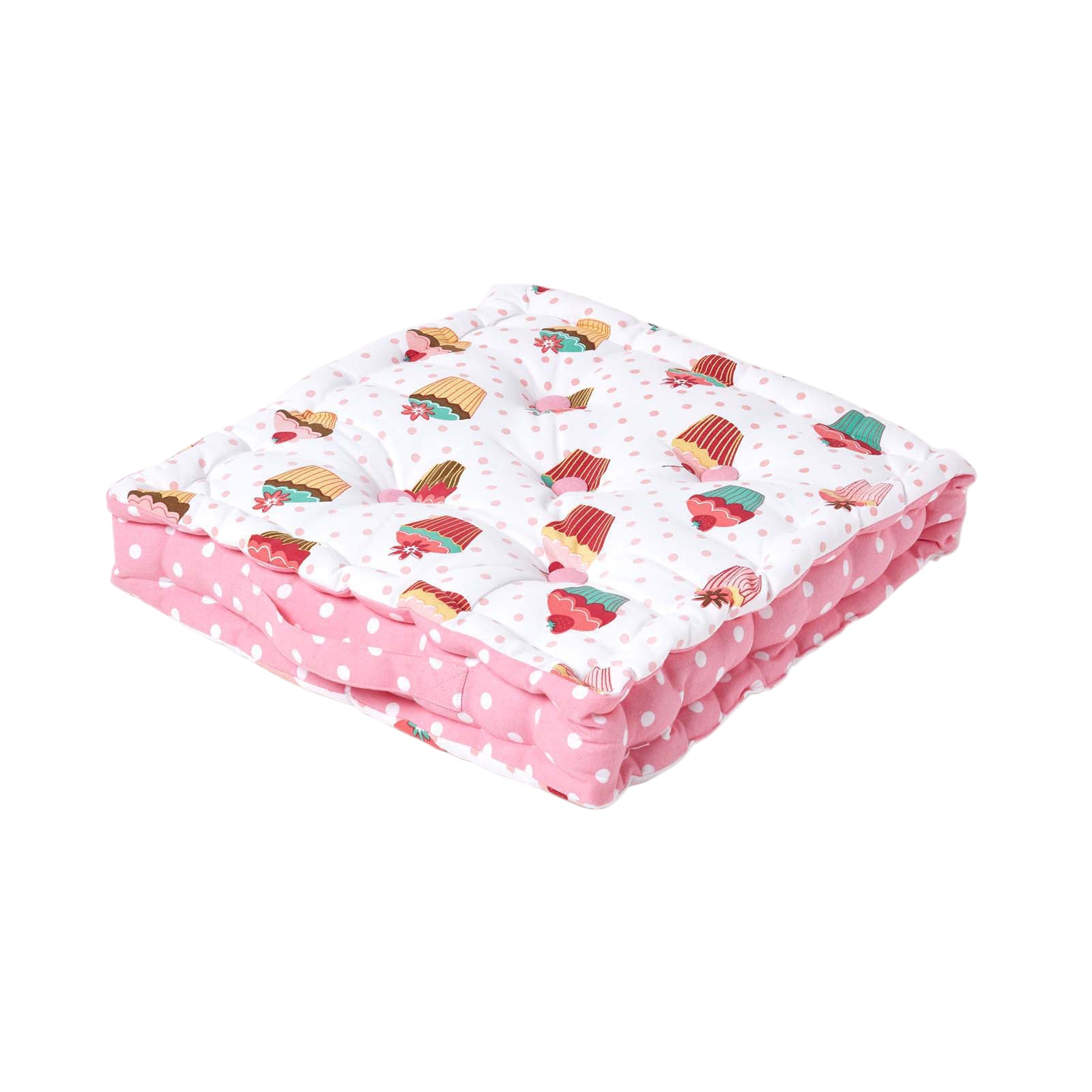 Cotton Cup Cakes Floor Cushion | 40cm x 40cm | Pink