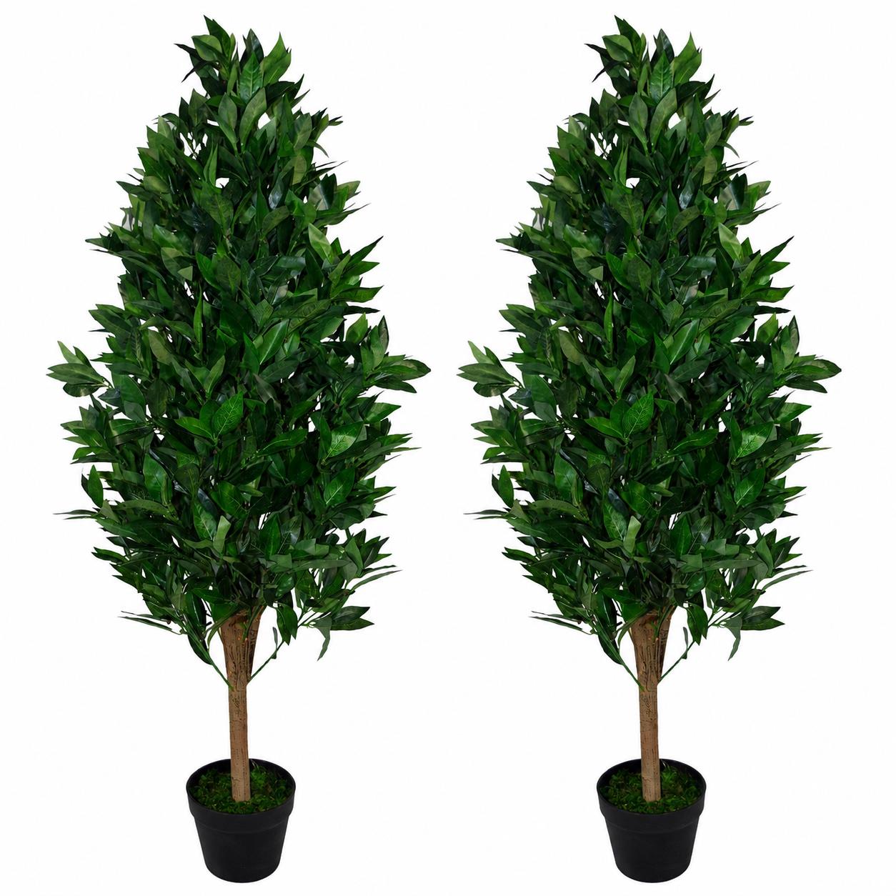 Pair Of 120cm Artificial Topiary Bay Trees Pyramid Cones Extra Large