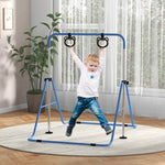 Adjustable Height Foldable Kids Gymnastics Bar With Non-slip Mats | Blue