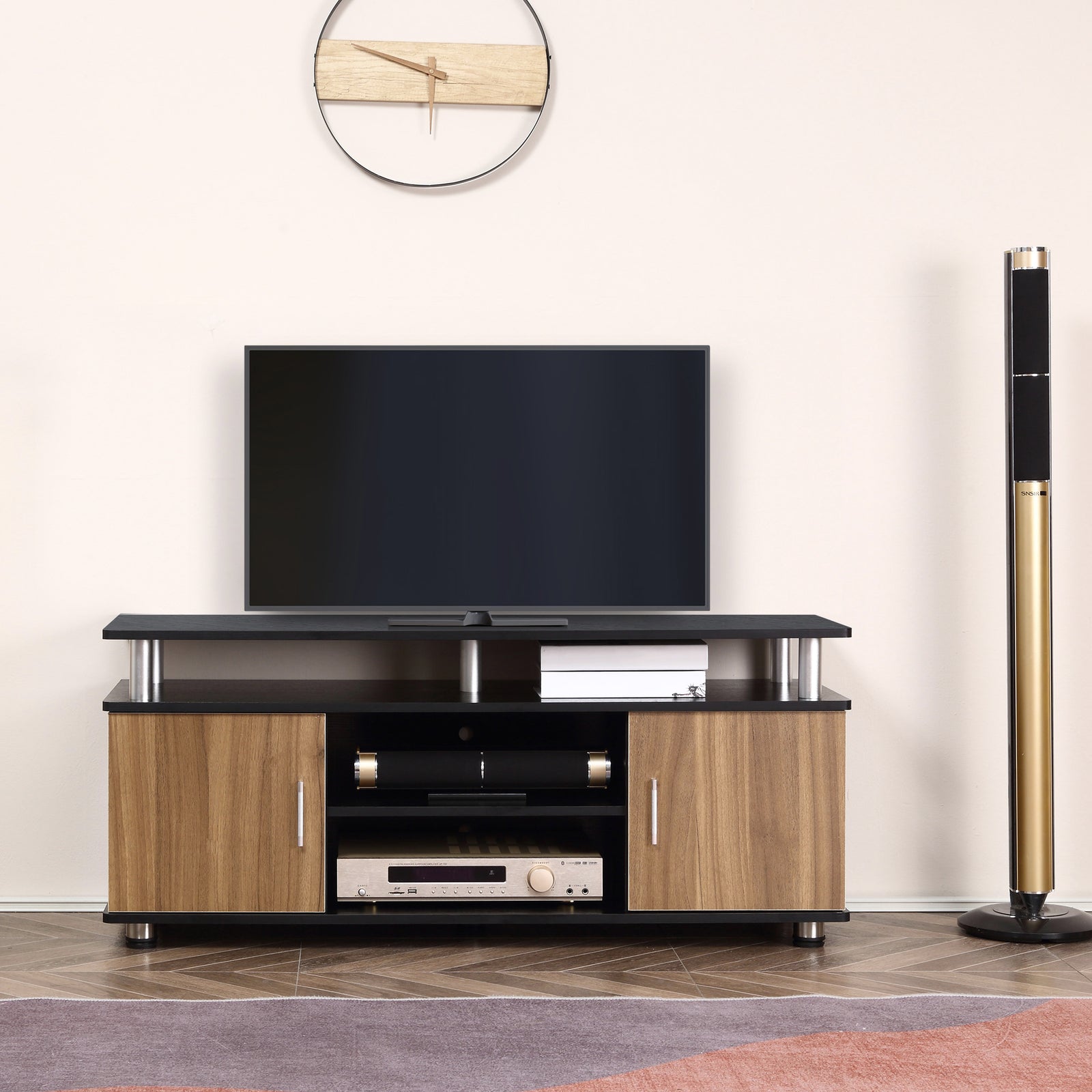 Tv Cabinet Stand Entertainment Media Black | Brown