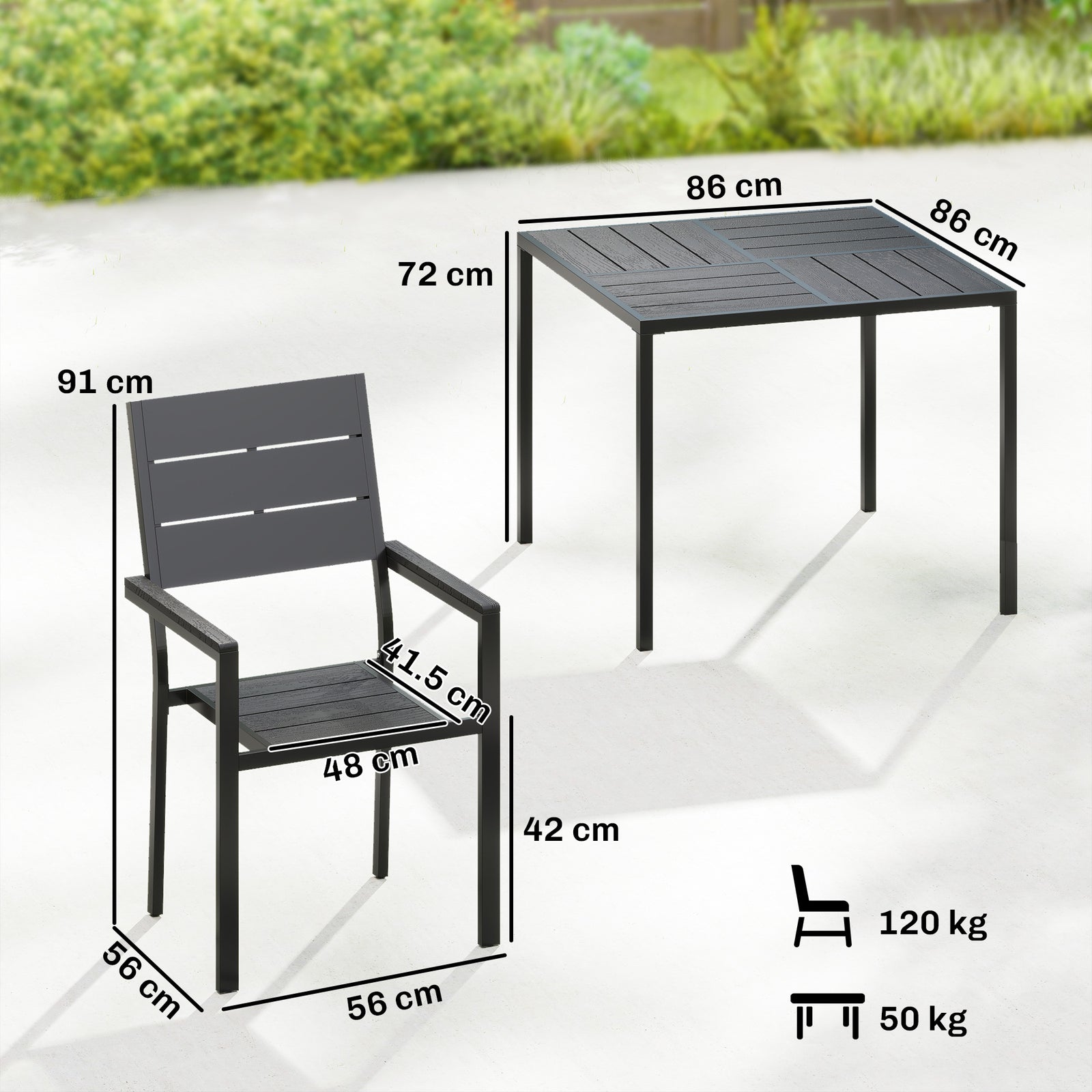 Outsunny 5 Pieces Garden Dining Set, Outdoor Furniture With Hdpe Table