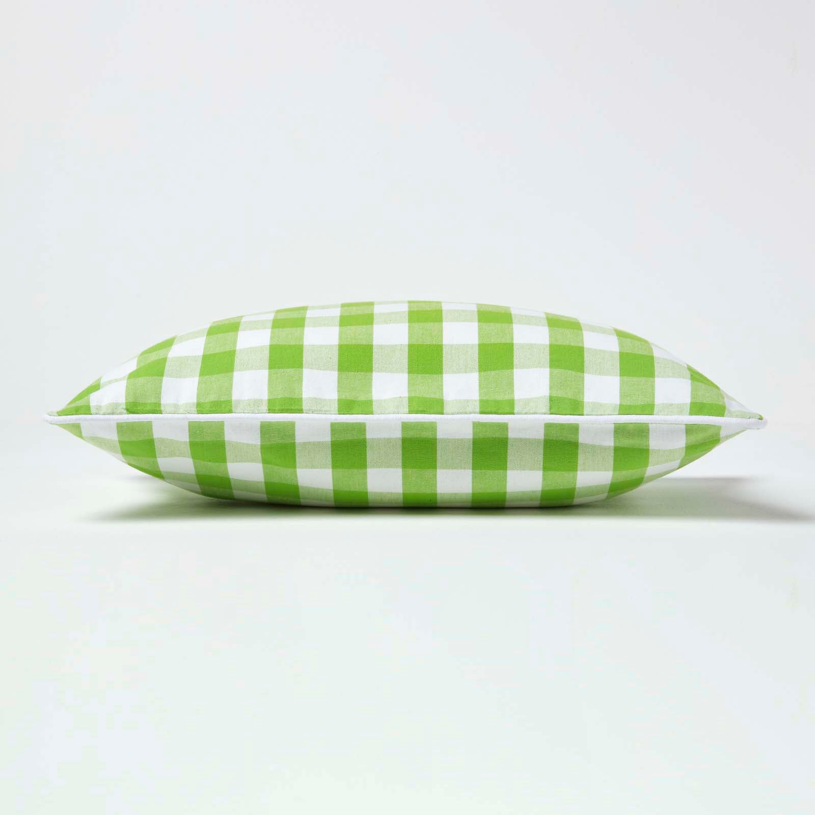 Block Check Cotton Gingham Cushion Cover | 30cm x 50cm | Green