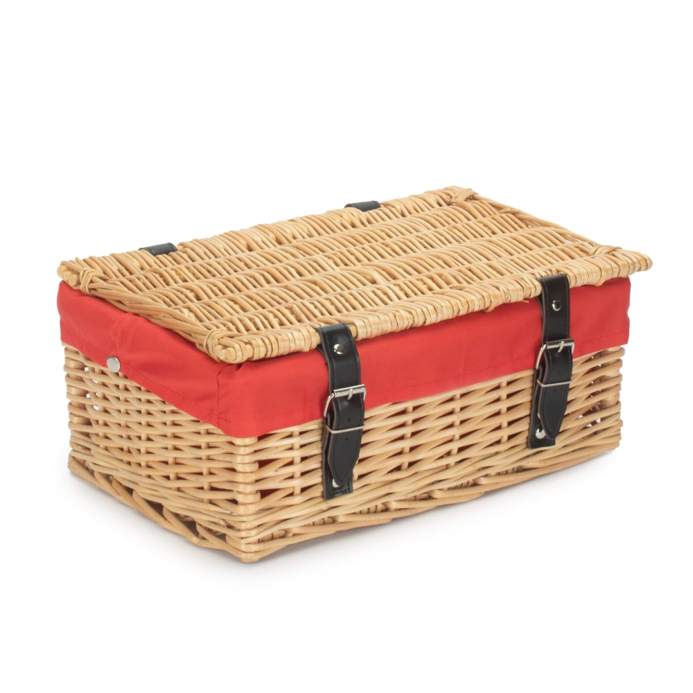 36cm Buff Wicker Empty Picnic Basket | One Size | Red