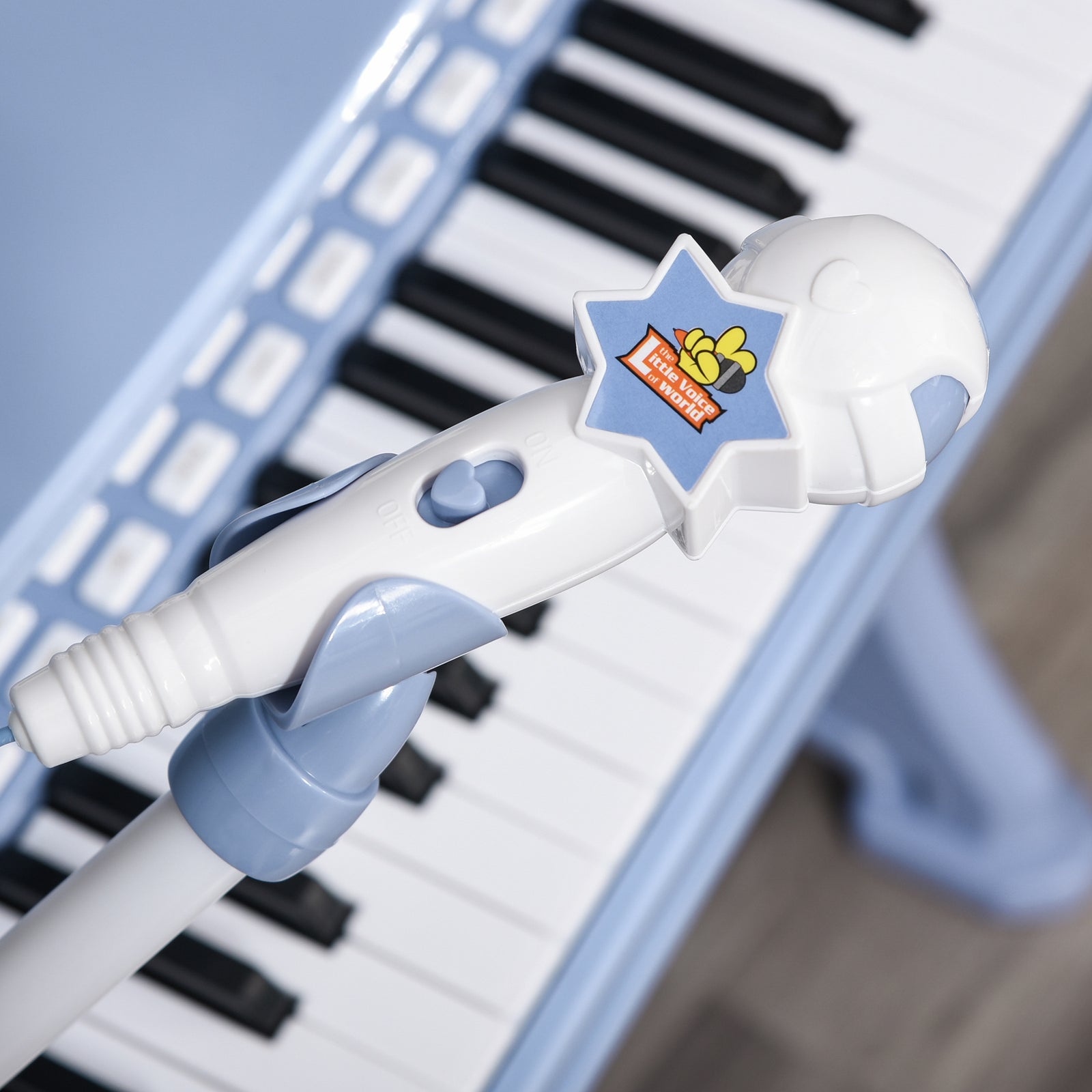 37 Key Keyboard Battery Piano Kids Microphone Stool Educational Game | Blue
