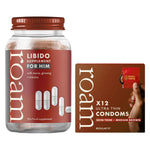 Libido For Him & Medium Brown Condom Bundle Male Energy Vitality Support