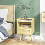 Bedside Tables, Set Of 2, Boho Side End Table W/ Drawer
