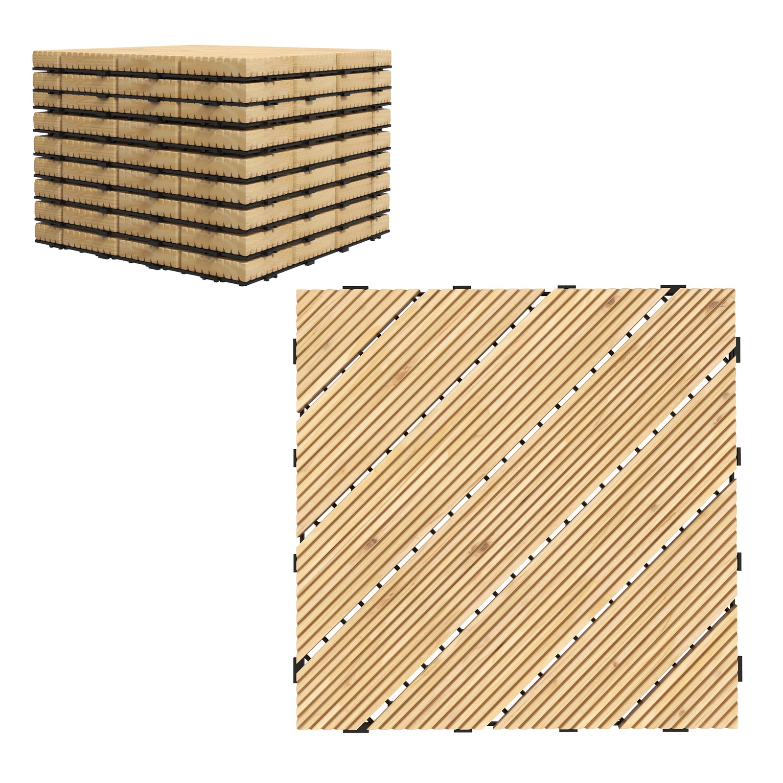 9 Pcs Yellow Anti-slip Deck Tiles 30x30 Cm, 0.81㎡ Pack