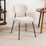 2pcs Upholstered Dining Chair With Metal Frame | White