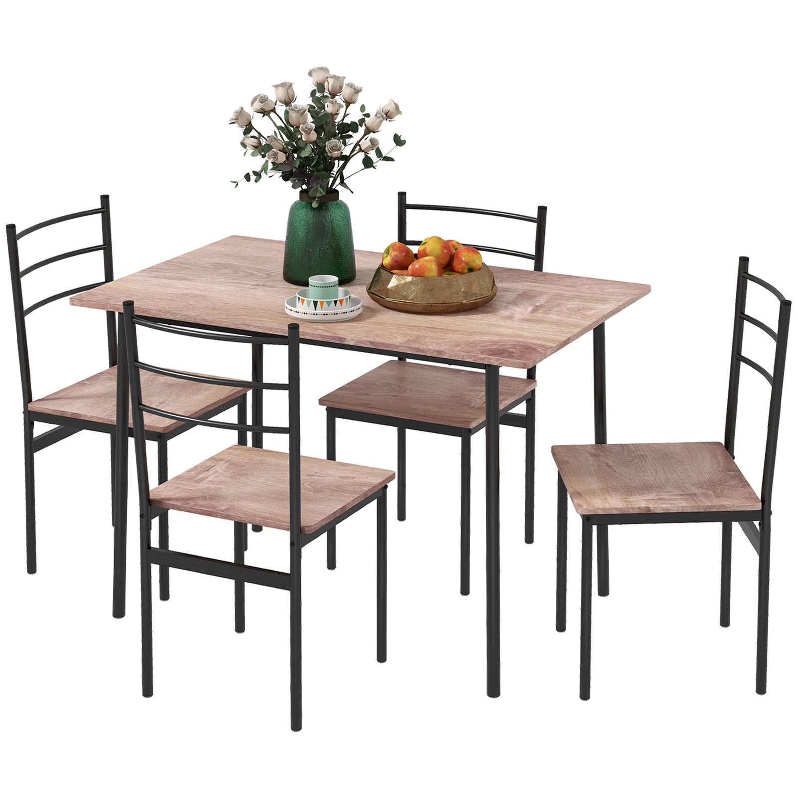 5 Piece Dining Table And Chairs Set, Space Saving Table | Black