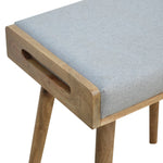 Solid Mango Wood Grey Tweed Tray Style Footstool