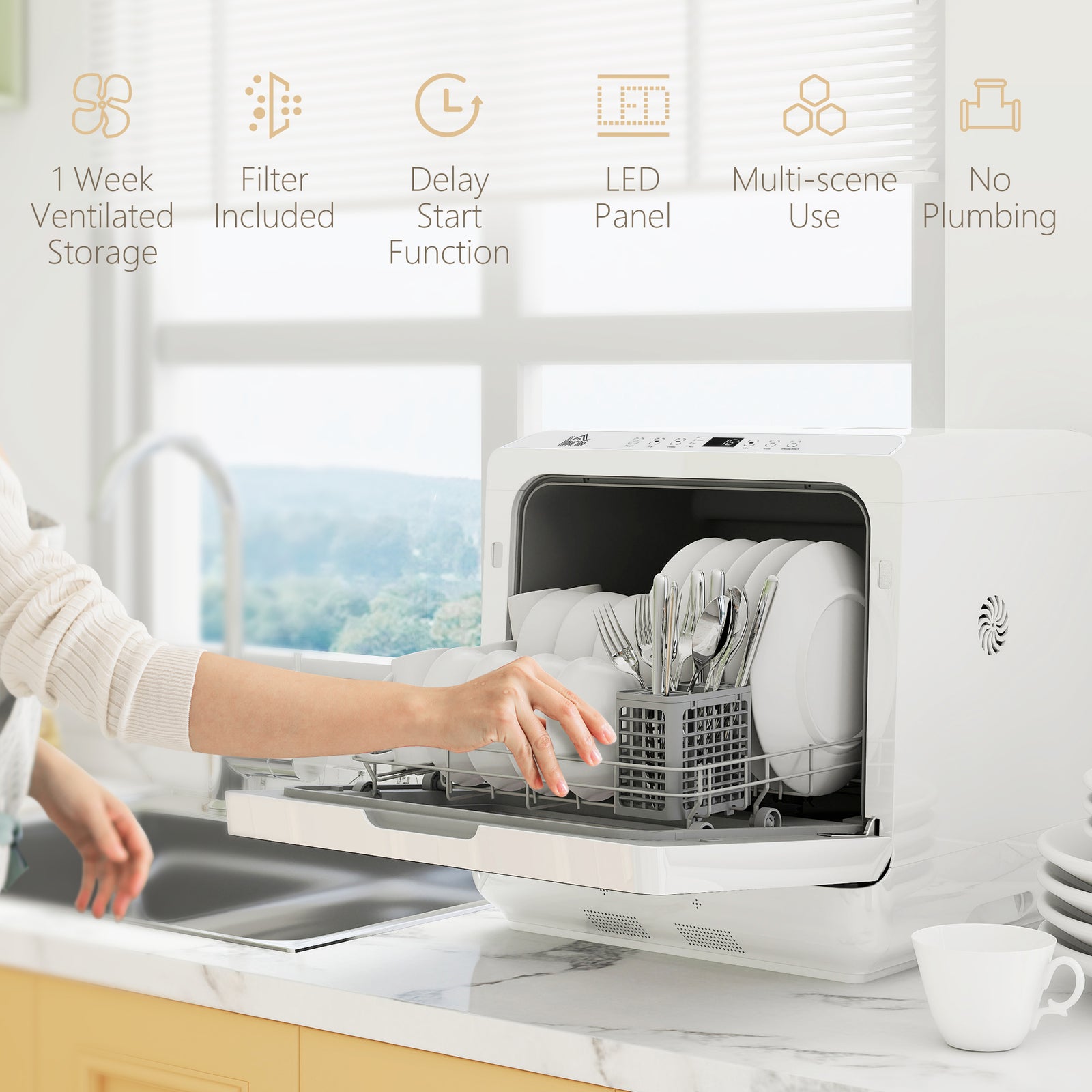 Worktop Dishwasher, 4 Place Settings