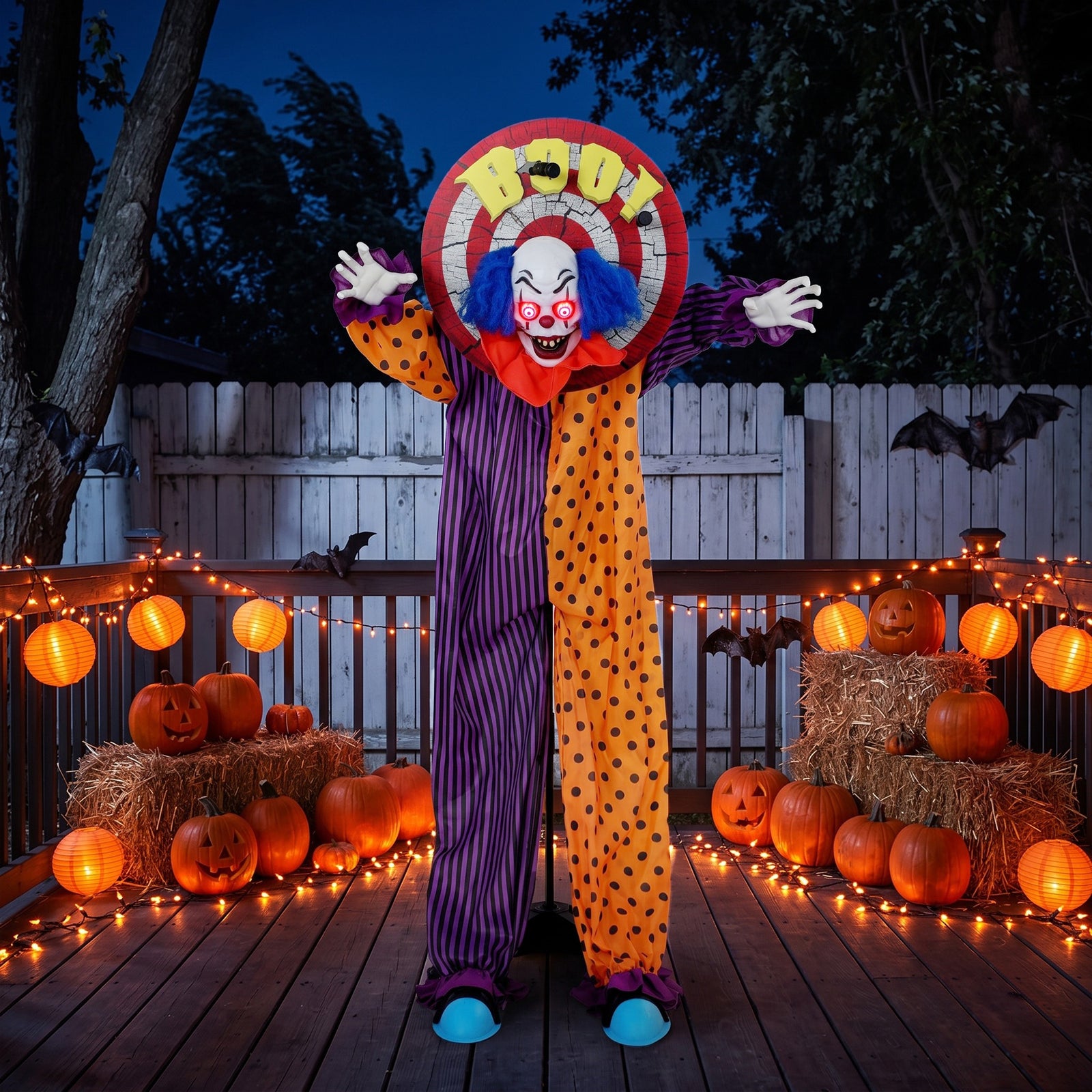 HOMCOM 167 Cm Life Size Animated Clown Halloween Decorations Outdoor Indoor
