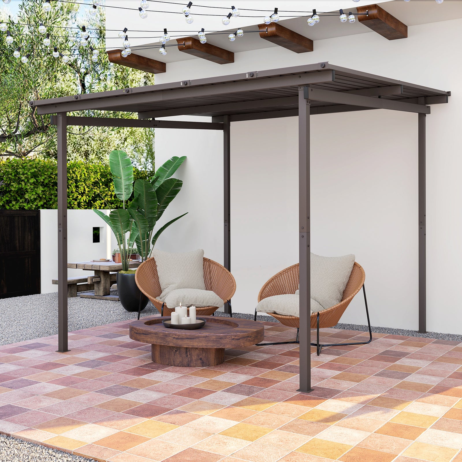 3 X 3(m) Waterproof Metal Pergola Easy To Assemble Lean To