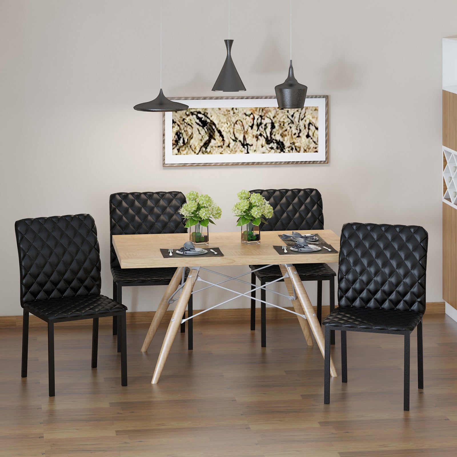 Modern Dining Chairs Faux Leather Accent Chairs For Kitchen
