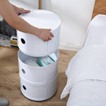 Cylindrical Multi-tiered Plastic Storage Drawer Unit | White