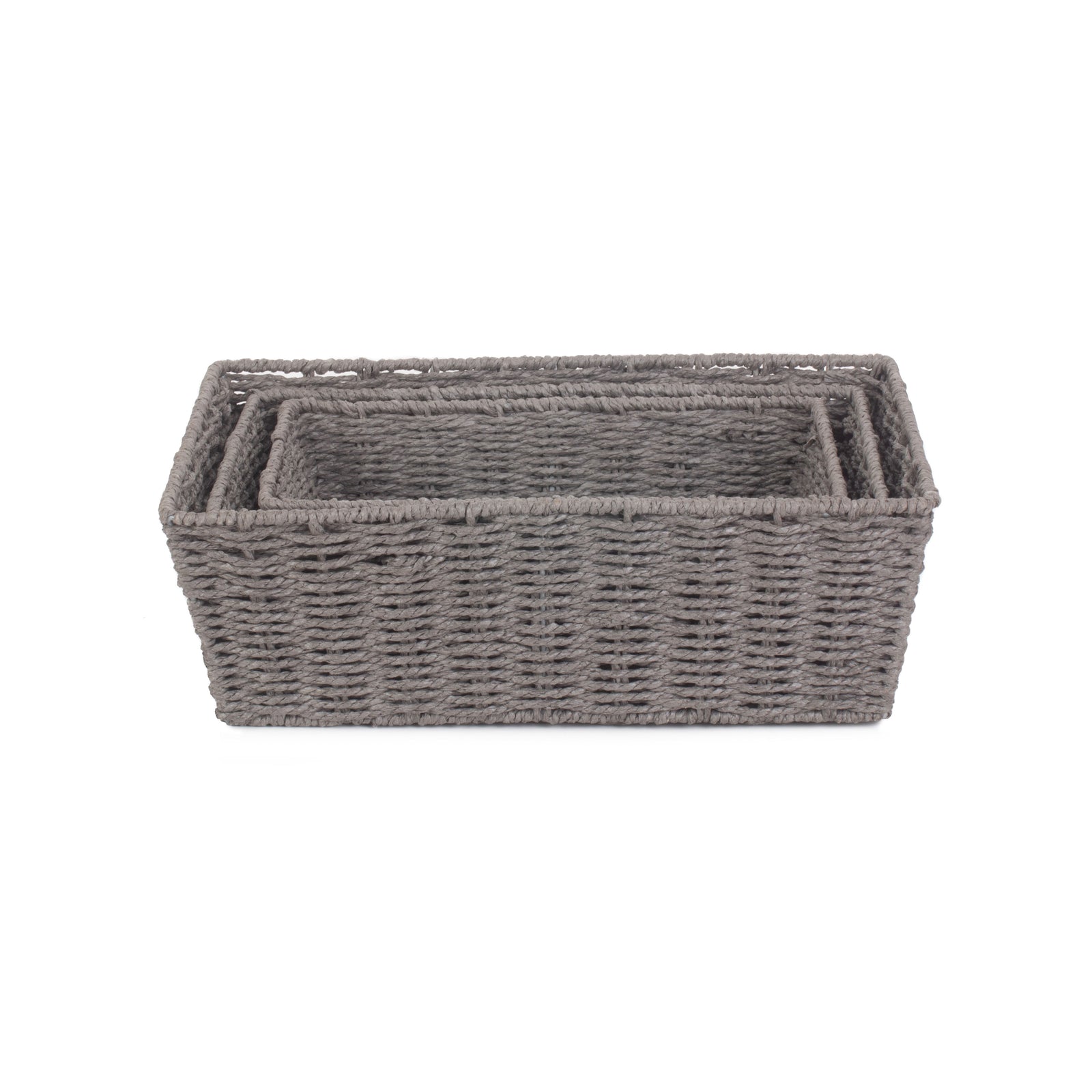 Grey Paper Rope Tray | Set-of-3 | Gray
