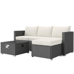 5 Piece Rattan Set With Gas Fire Pit | Black