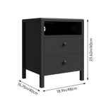 Bedside Tables With Charging Station & Drawers | Set of 2 | Black