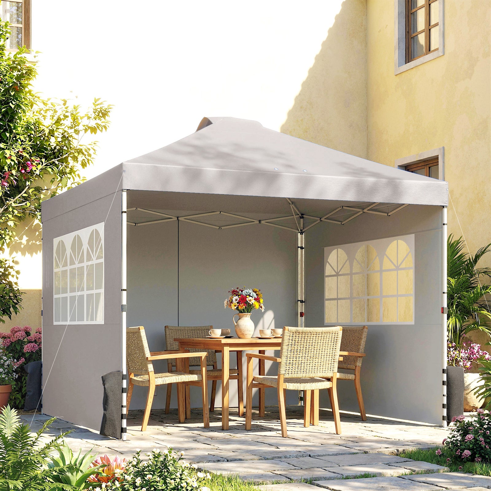 Pop Up Gazebo Waterproof Height Adjustable 3 X 3 (m) | Grey