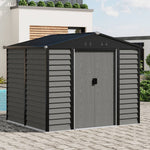 8 X 7 Ft Metal Storage Shed With Foundation, Double Sliding Doors & Vents, Weatherproof Outdoor Tool Shed For Garden Or Backyard