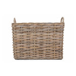 Rectangular Grey Rattan Hallway Log Basket | Small | Brown