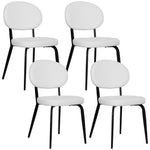 Set Of 4 Sherpa Dining Chairs Boucle Kitchen Chairs | One Size | White