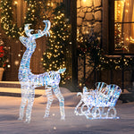 Lighted Christmas Reindeer With Sleigh, Waterproof Holiday Decor