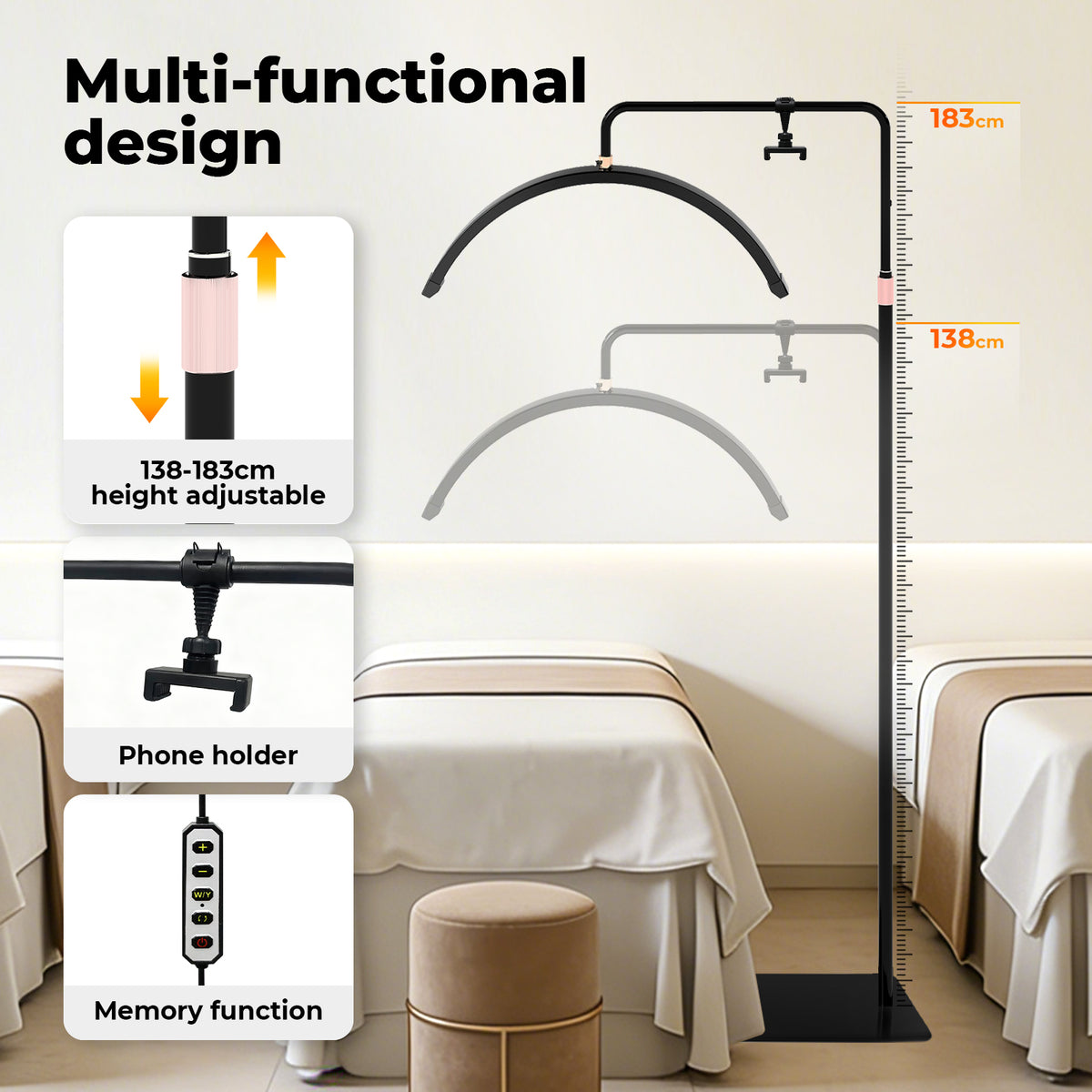 Emitto Led Lash Light Half Moon Lamp For Lash Extension Tattoo Aluminium Alloy