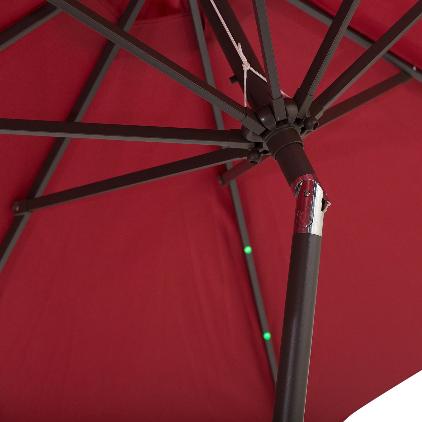 Parasol Patio Umbrella W/ Led Light Crank | Red