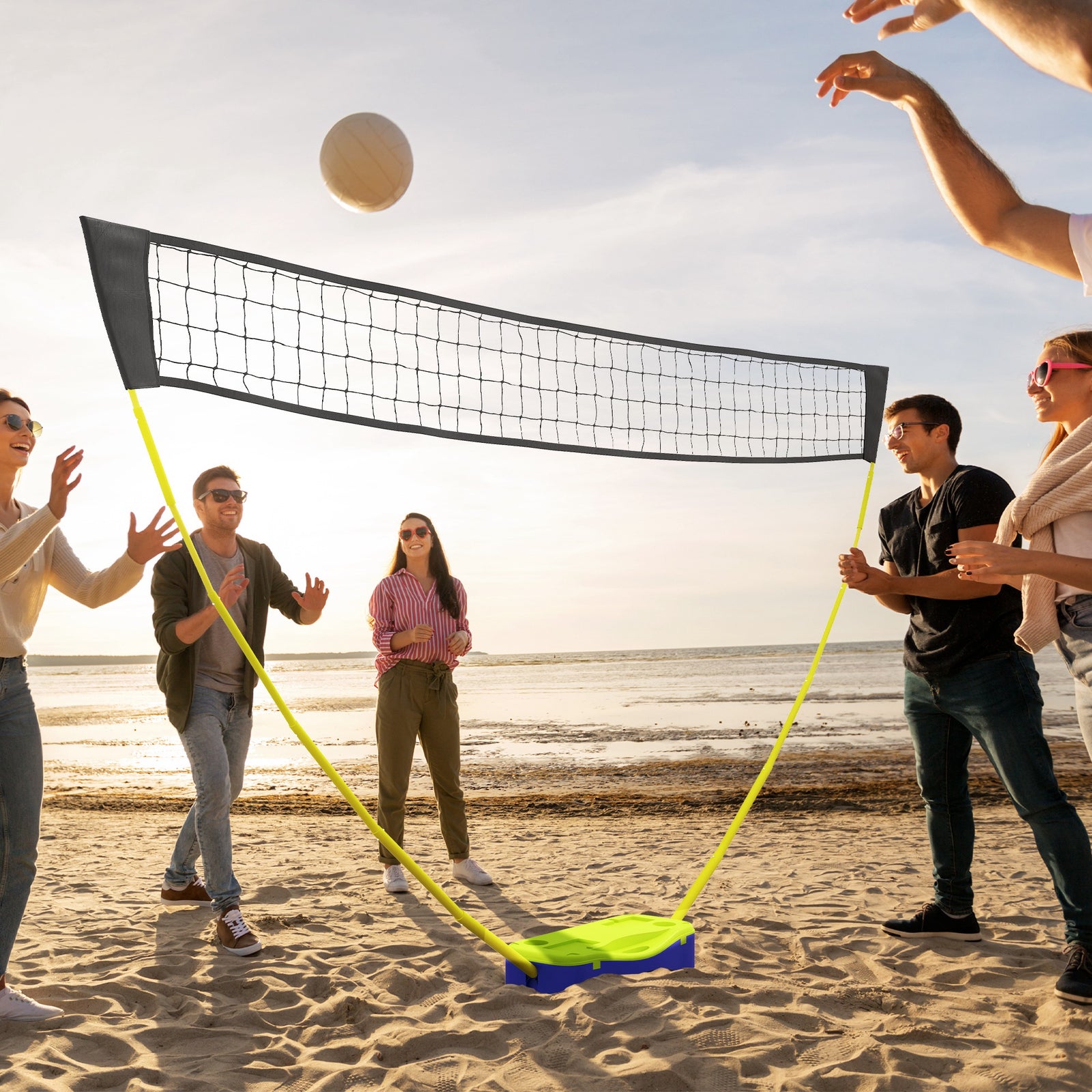 4m Portable Badminton Net And Volleyball Net Set With Rackets | Green