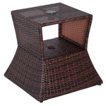 Rattan Side Table Outdoor Tea Coffee With Umbrella Hole