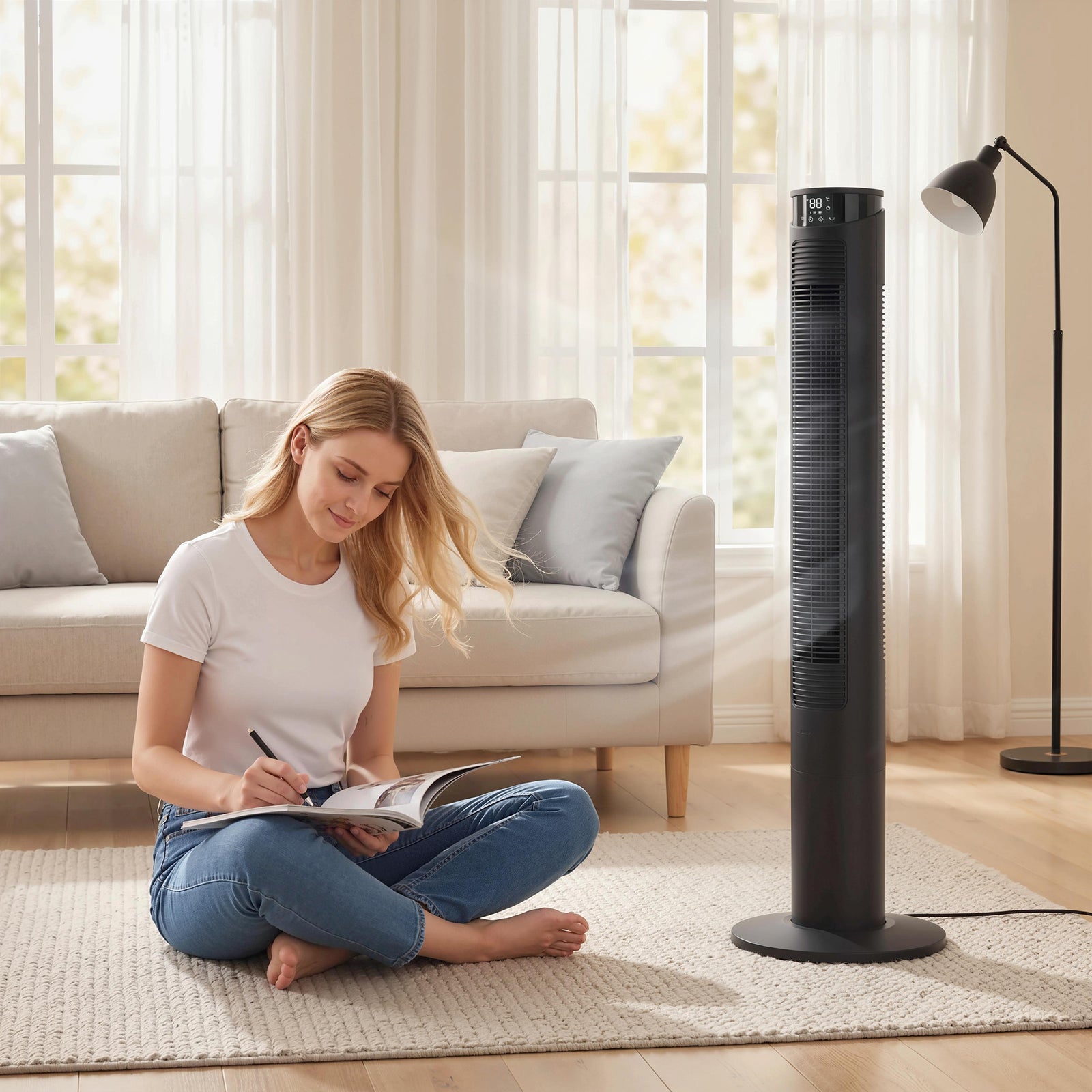 Tower Fan With Wifi Control 116 Cm | Black