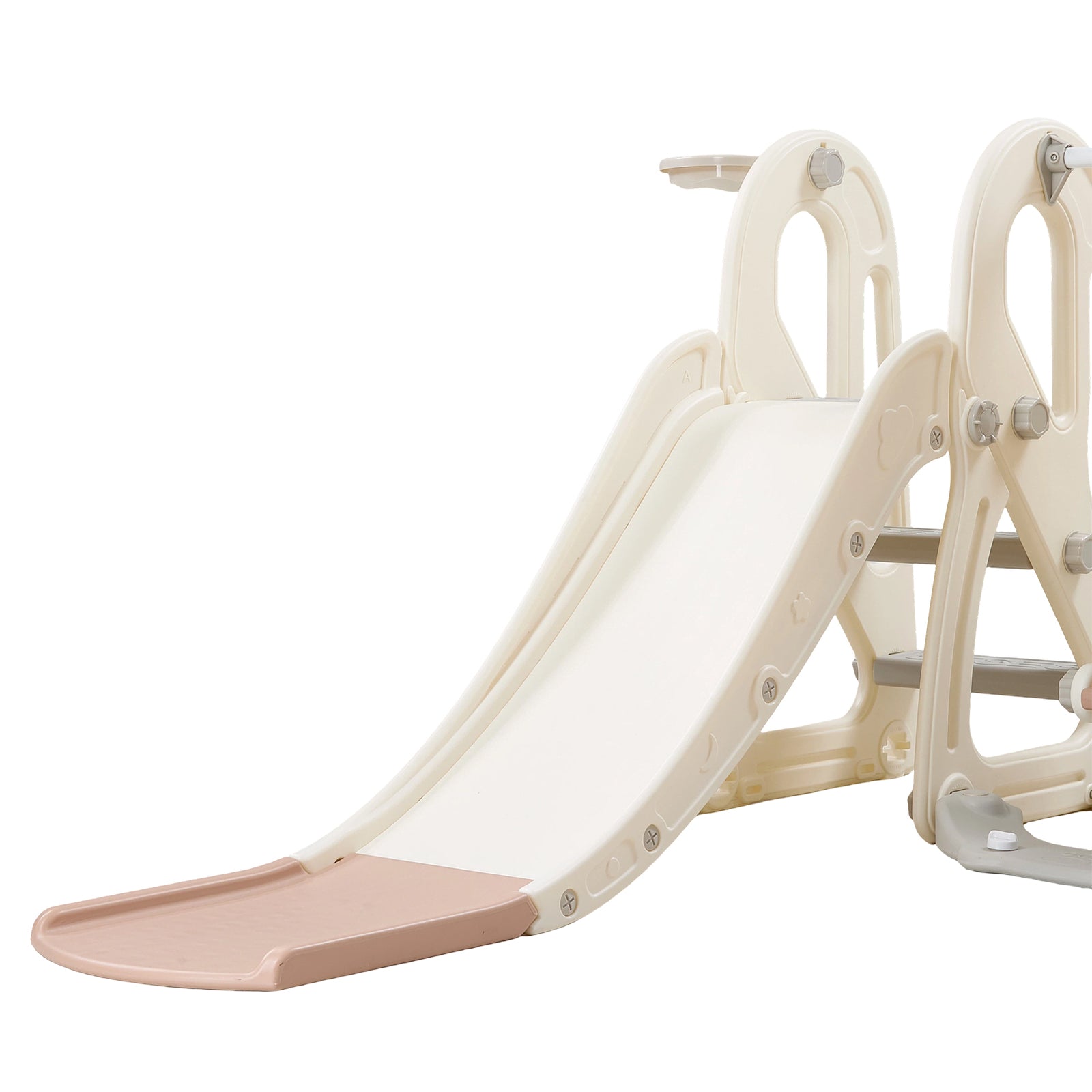 4-in-1 Kids Slide & Swing Set With Basketball Hoop | Pink