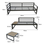 Stylish Positano 5-seater Outdoor Aluminium Sofa Set With Coffee Table | Grey