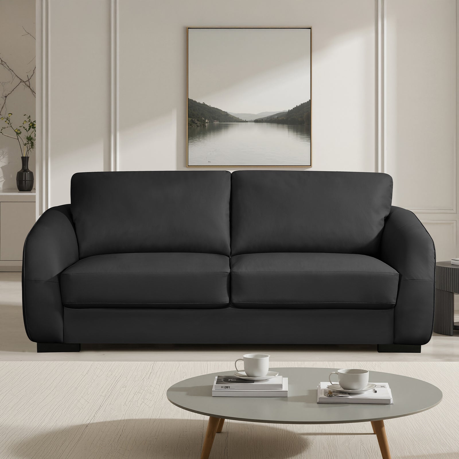 Brandon Bonded Leather 3 Seat Sofa | Black