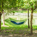Double Cotton Hammock Camping Stripe Hanging Bed With Pillow