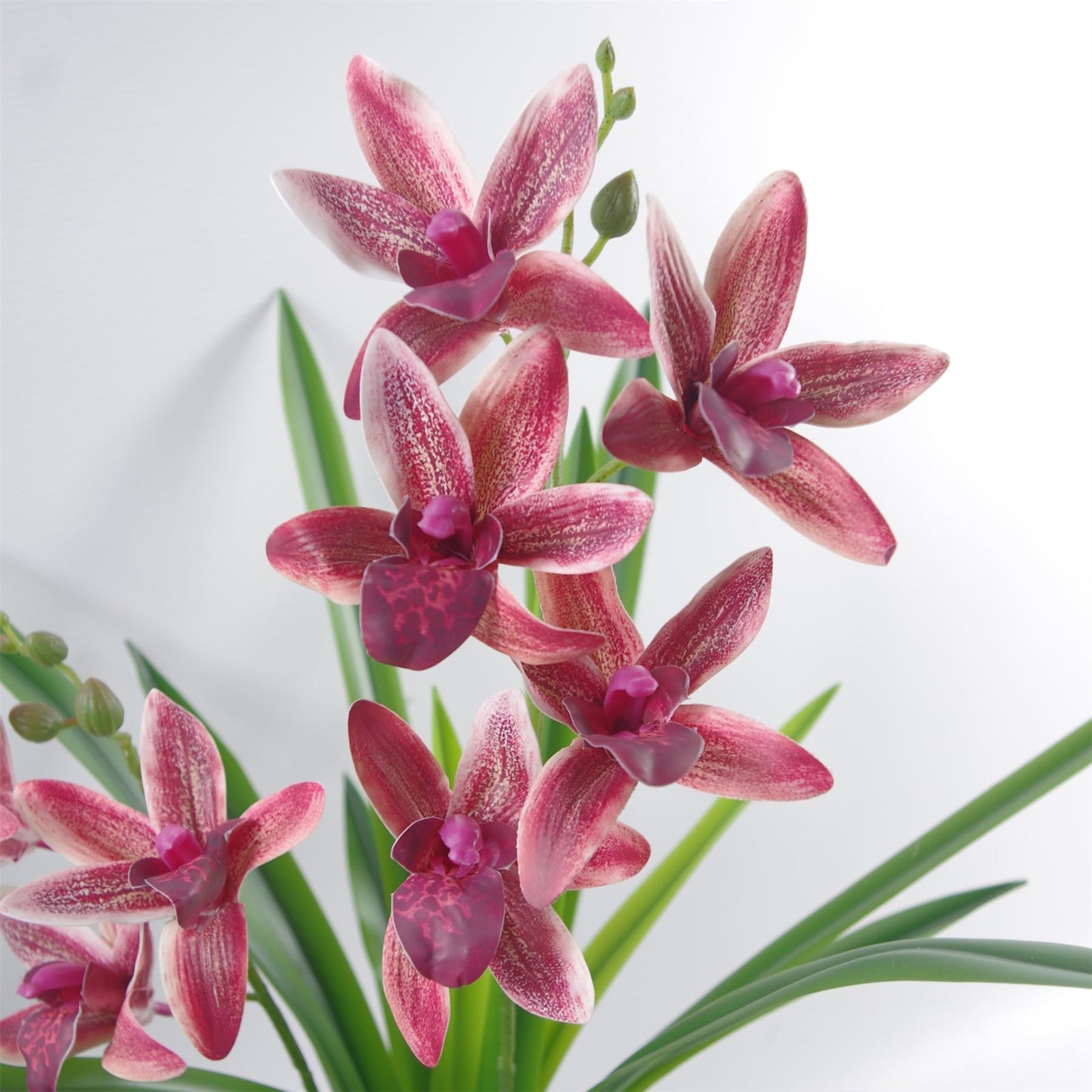 50cm Large Dark Pink Artificial Orchid In Ceramic Planter