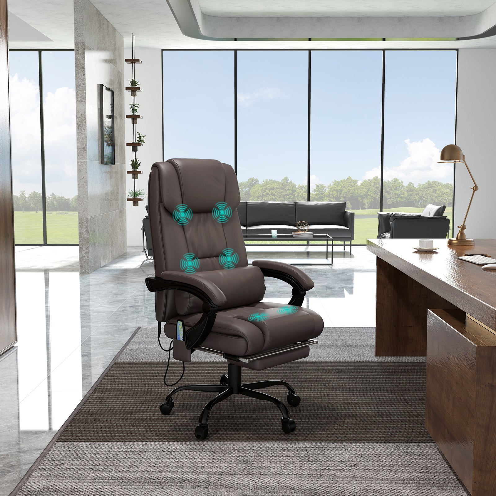 Pu Leather Massage Office Chair 6 Vibration | Brown