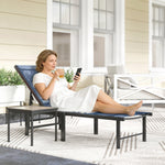 Sun Lounger, 5-level Reclining Sun Lounger Chair | Dark Blue
