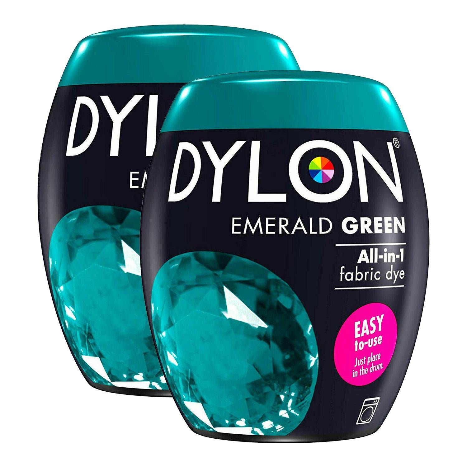 DYLON Washing Machine Fabric Dye Pod 350g For Clothes Emerald Green, 2pk