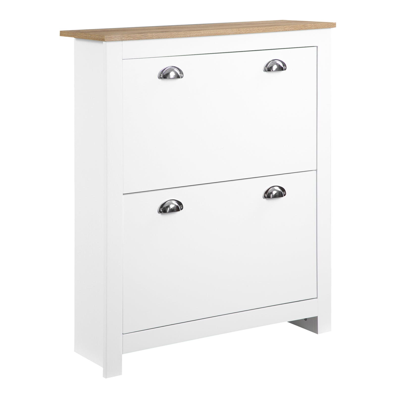 2 Drawer Shoe Cabinet Narrow Shoe Cupboard With Flip Doors