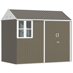8x6 Ft Metal Garden Shed Outdoor Storage Shed W/doors Window
