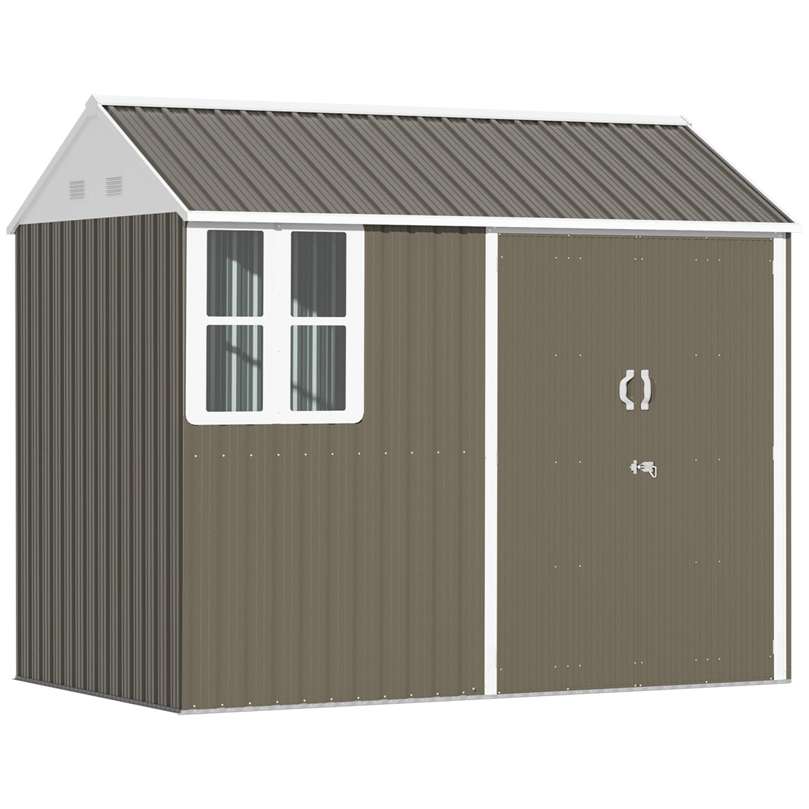 8x6 Ft Metal Garden Shed Outdoor Storage Shed W/doors Window