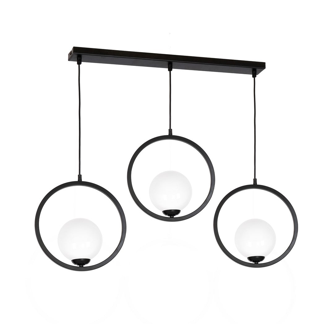 Boston Black Pendant Lamp 3xe14 Beautifully Hand Made From Black Metal And White Glass Contemporary Cool Style