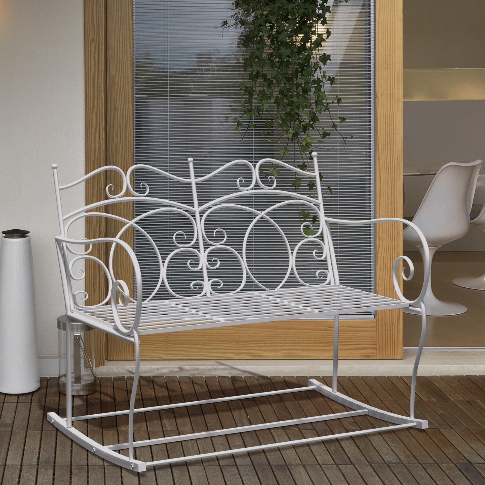 2-seat Rocking Chair Patio Bench, Antique Metal