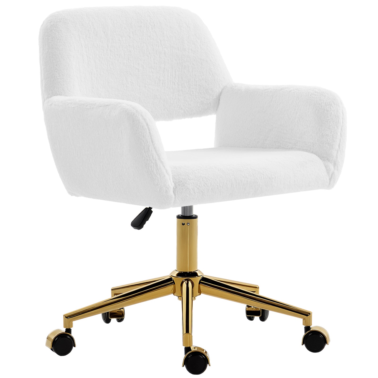 Swivel Office Chair, Vanity Desk Chair With Adjustable Height, Wheels | Cream