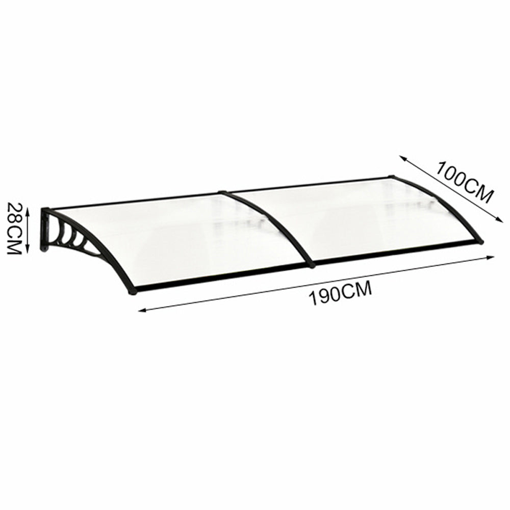 Window Door Awning Canopy With Brackets | Large | Black
