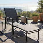 Sun Lounger W/ Retractable Footrest, 5-position Adjustable | Set-of-1 | Black