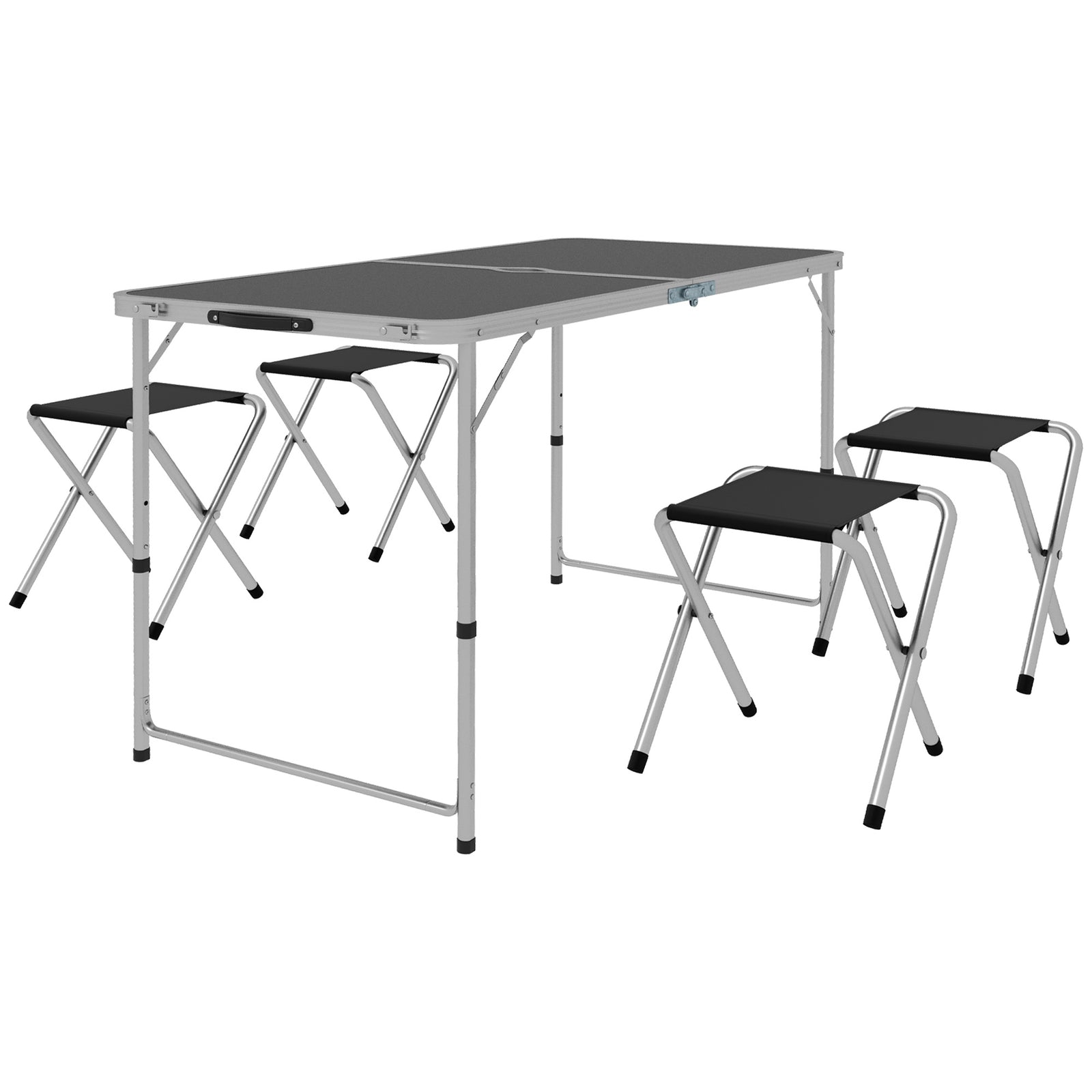 4ft Folding Picnic Table And Chairs, Portable | Black